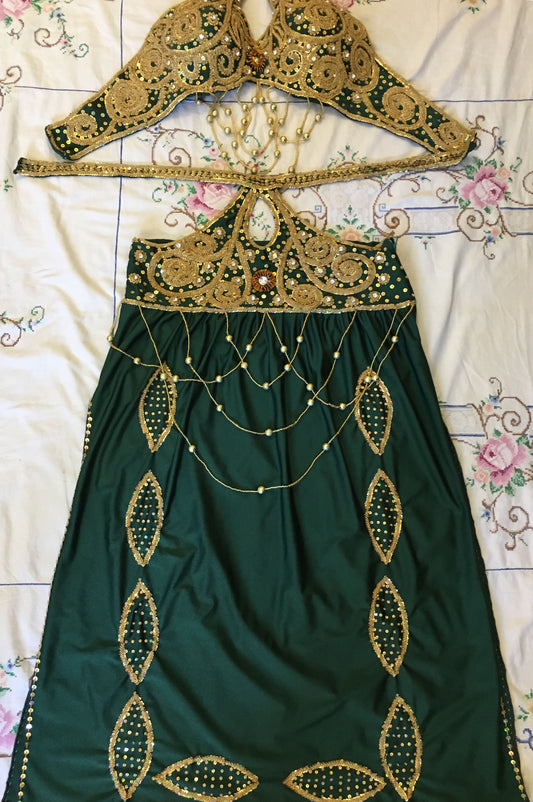 Neues ägyptisches professionelles Bauchtanzkostüm, maßgeschneidertes Bauchtanzkleid, Gypsy-Tanzoutfit, handgemachte Stickerei, orientalisches Tanzset