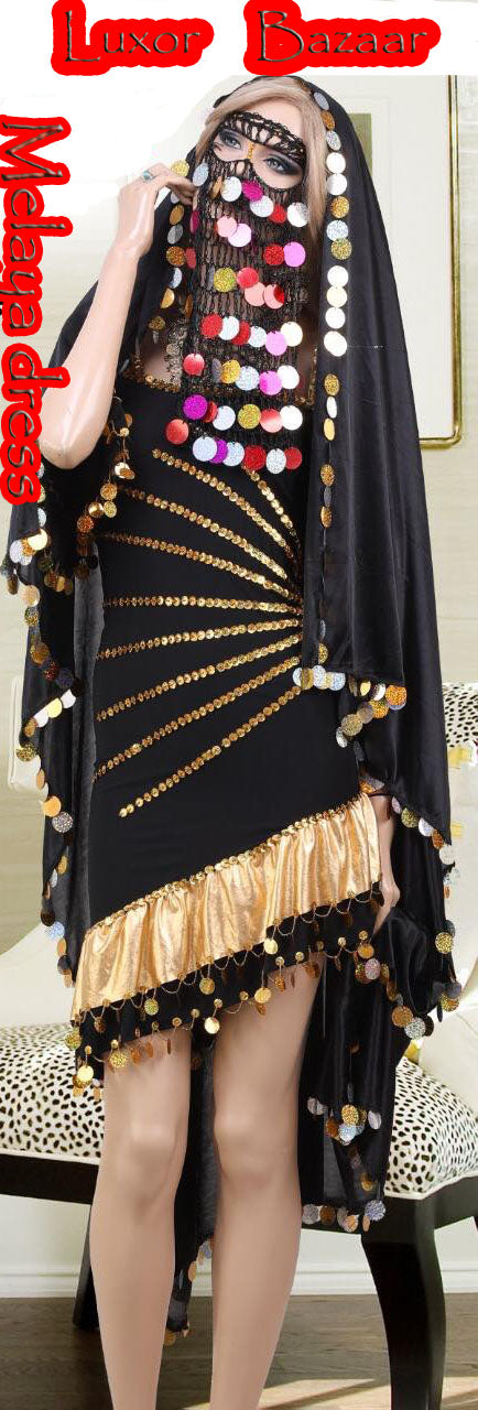 Egyptian Belly Dance Dress Iskandaryan Costume, Galabia, Fallahi, Melaya dress