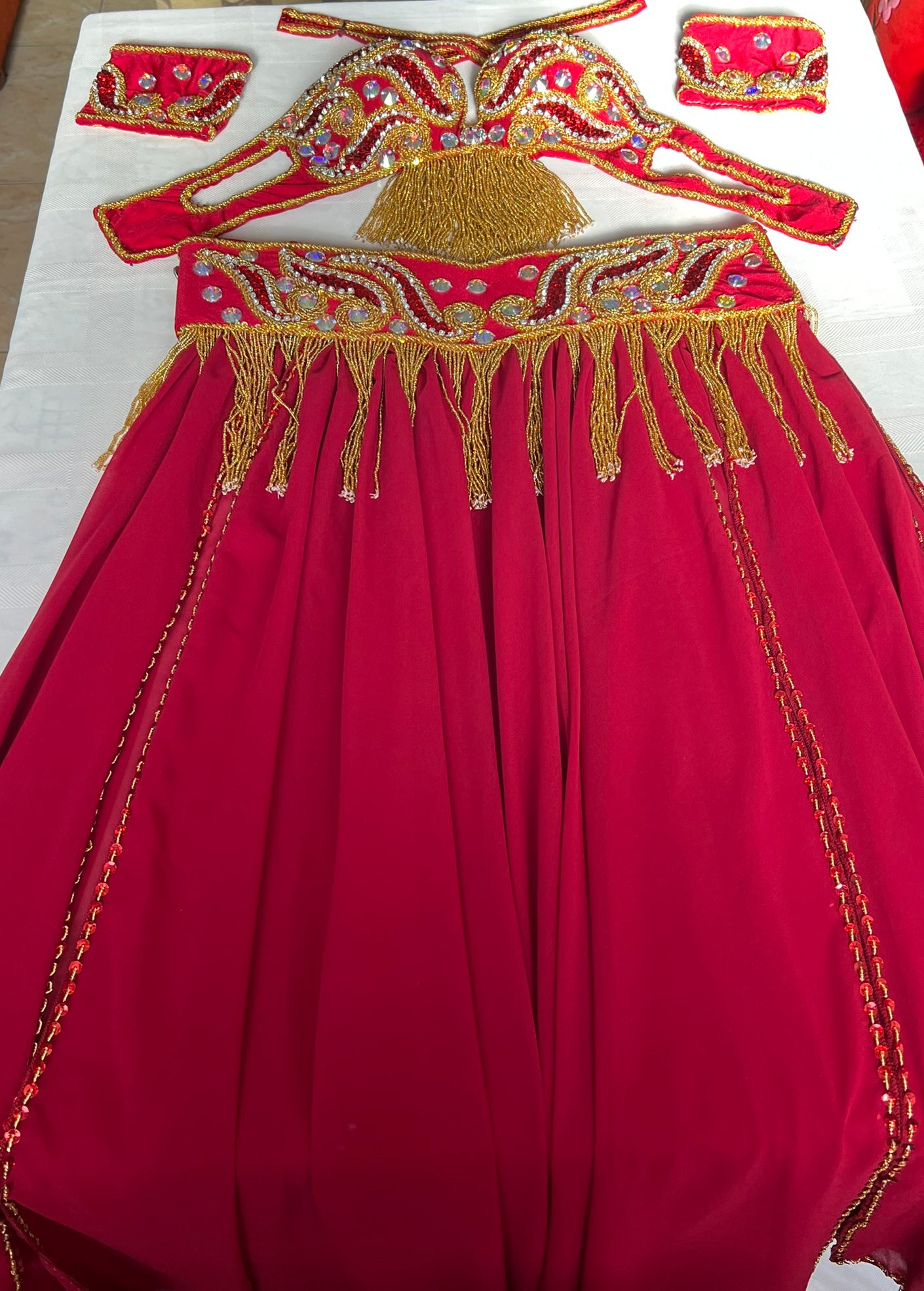 Luxurious Wine-red professional belly dance costume, Custom belly dance (skirt, bra) set, premium quality dance outfit, Gypsy dance ensemble