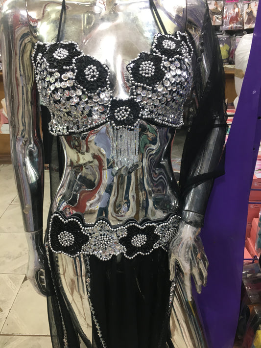 Sexy Egyptian professional belly dance costume, Handmade embellished belly dance outfit, belly dance bra and belt, بدلة رقص شرقى